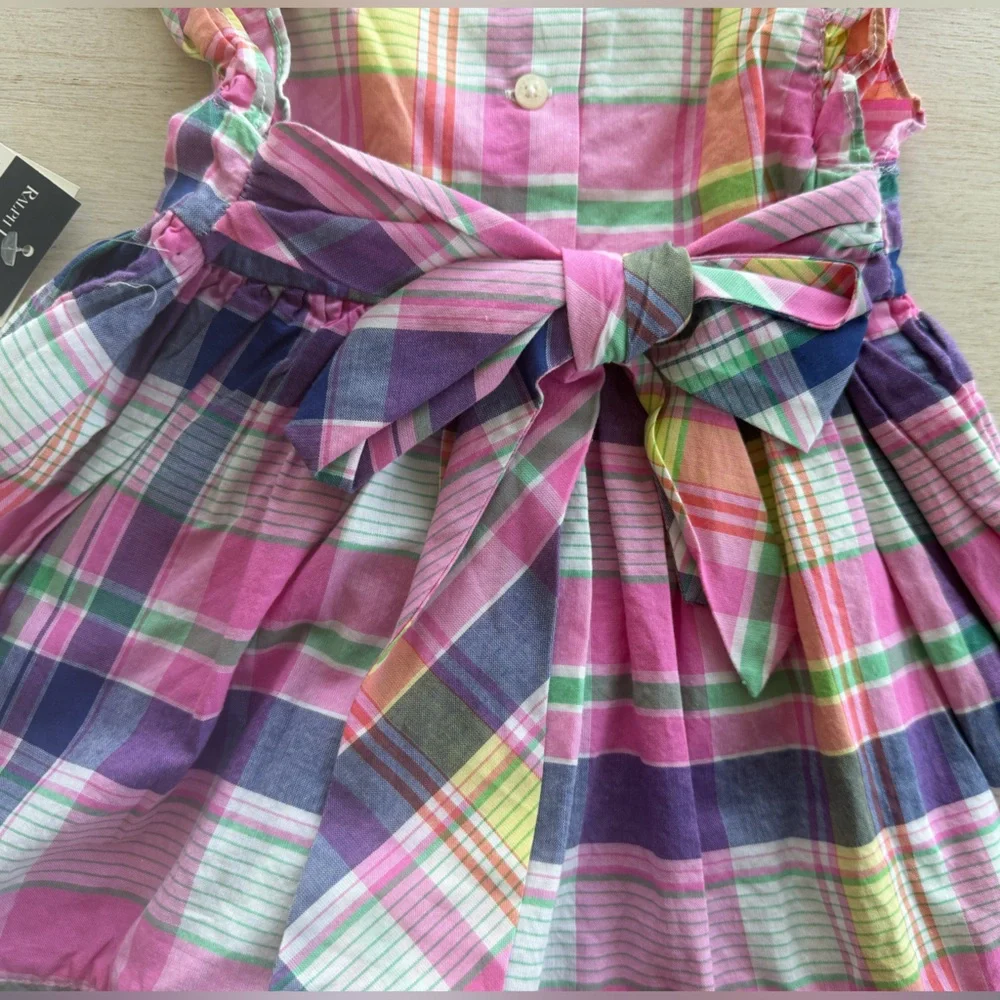 Ralph Lauren Baby Plaid Ruffle Dress Multi-Color, 9 Months